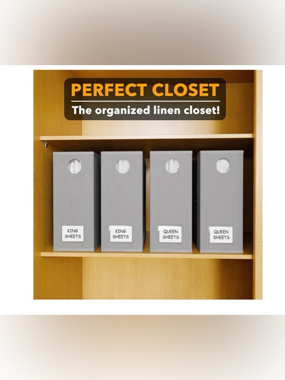 Grey Full, Queen and King Sheet Organizers - Set of 4 - Picture 6 of 8